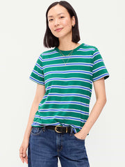 EveryWear Crew-Neck Striped T-Shirt - Blue/Green Stripe