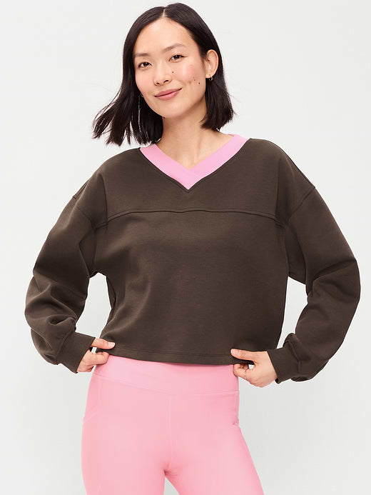 Dynamic Fleece Oversized Cropped Sweatshirt - Black Coffee