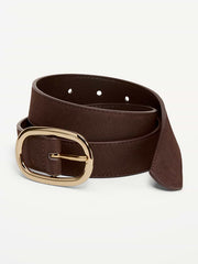 Faux-Suede Belt for Women - Dark Chocolate