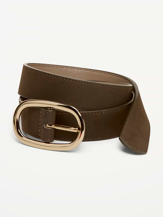 Faux-Suede Belt for Women - Olive