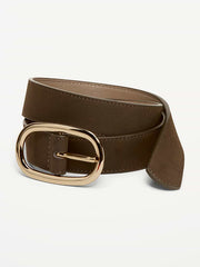 Faux-Suede Belt for Women - Olive