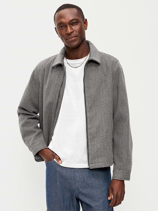Relaxed Harrington Jacket - Herringbone