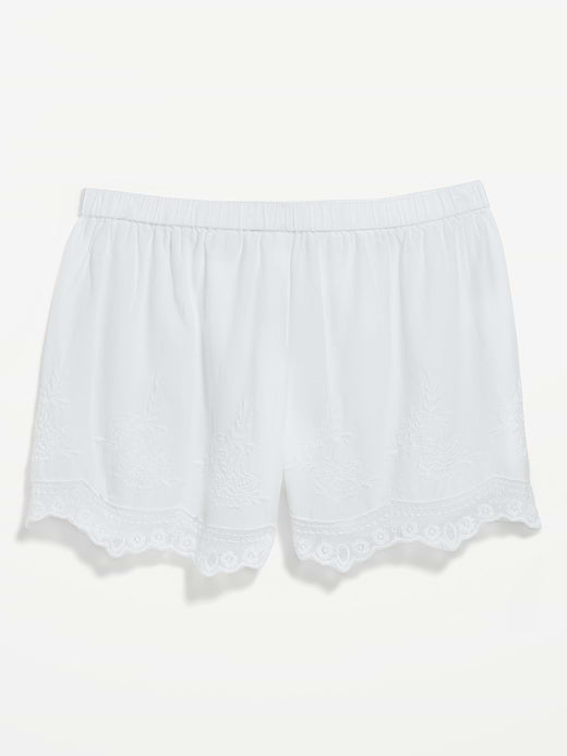 High-Waisted Lace-Trim Shorts - White Lilies