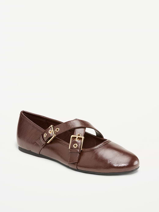 Buckle-Strap Mary Jane Ballet Flats for Women - Coco de mer