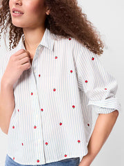 Cropped Button-Down Shirt - Apple