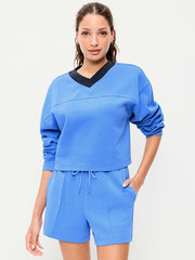Dynamic Fleece Oversized Cropped Sweatshirt - Cloisonne