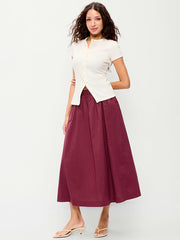 Poplin Midi Skirt - Red Lacquer