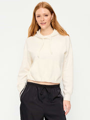 SoComfy Bubble-Hem Hoodie Sweatshirt - Sea Salt