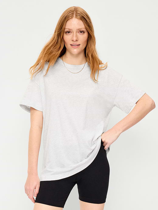 Oversized EveryWear Tunic T-Shirt - Faux-Heather Gray