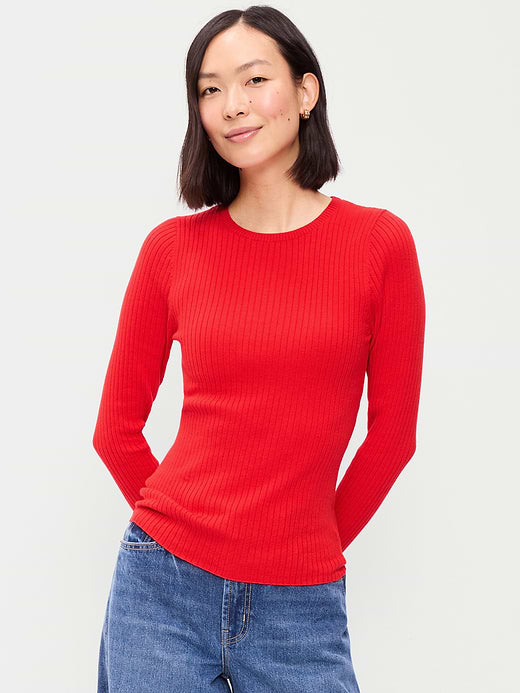 SoSoft Lite Crew-Neck Long-Sleeve Ribbed Top - Scotty Red