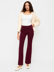 High-Waisted Fashion Flare Leggings - Red Raisin