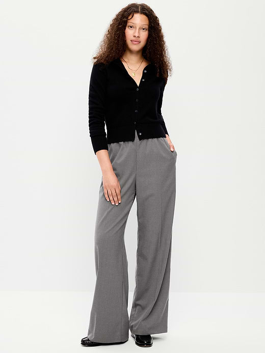 High-Waisted Wide-Leg Trouser - Chrome Gray