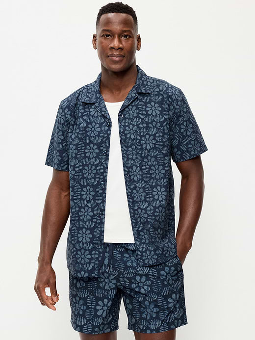 Short-Sleeve Camp Shirt - Blue Floral
