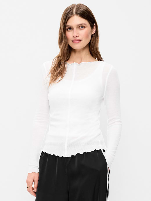 Lettuce-Edge Tissue T-Shirt - White Lilies