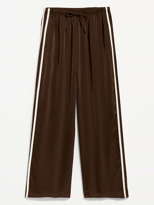 High-Waisted Satin Track Pants - Earthen
