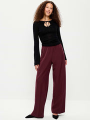 High-Waisted Wide-Leg Trouser Pants - Raisin Arizona