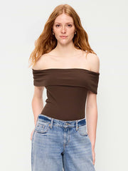 Off-The-Shoulder Fitted Top - Earthen