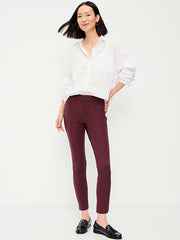 High-Waisted Pixie Skinny Ankle Pants - Red Raisin