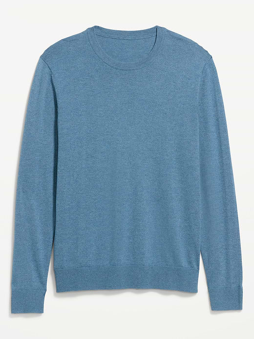 Washed Crew-Neck Sweater - Medium Blue Heather
