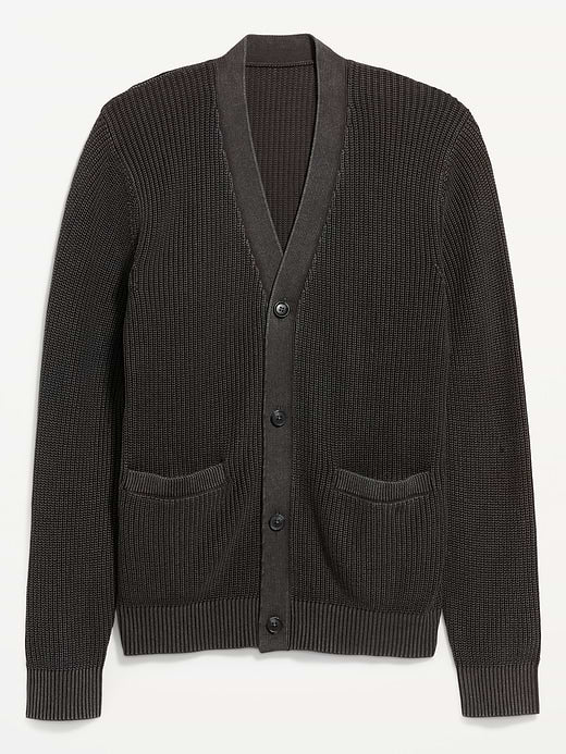 Washed Cardigan Sweater - Black Jack
