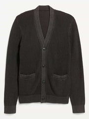 Washed Cardigan Sweater - Black Jack