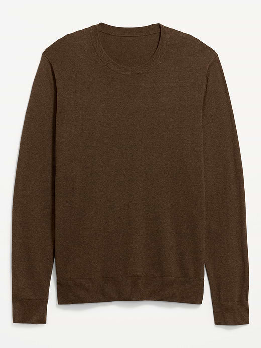 Washed Crew-Neck Sweater - Brown Heather