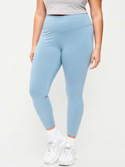 High-Waisted PowerChill 7/8 Cotton Leggings - Naturalist Blue