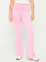 High-Waisted PowerChill Fold-Over Bootcut Leggings - Wild Prairie Rose