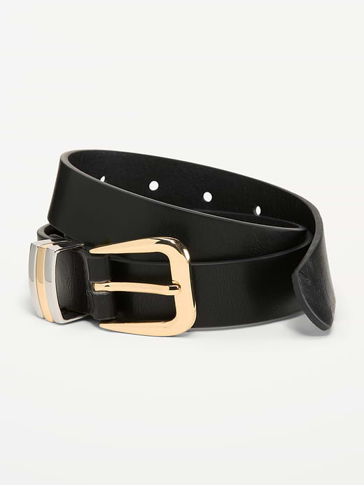 Triple-Loop Skinny Belt for Women - Black Jack
