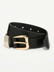 Triple-Loop Skinny Belt for Women - Black Jack
