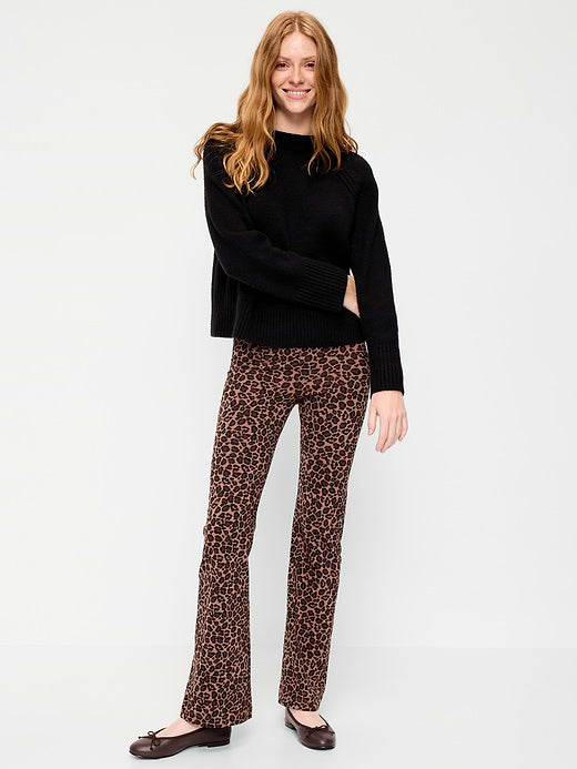 High-Waisted Fashion Flare Leggings - Brown Leopard Print