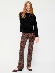 High-Waisted Fashion Flare Leggings - Brown Leopard Print