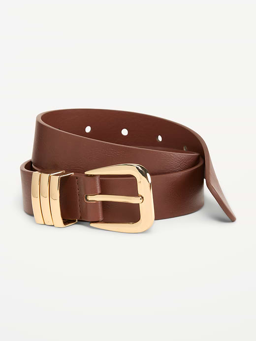 Triple-Loop Skinny Belt for Women - Coco de mer