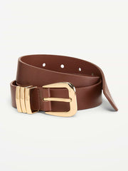 Triple-Loop Skinny Belt for Women - Coco de mer