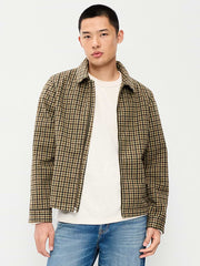 Relaxed Harrington Jacket - Brown Plaid