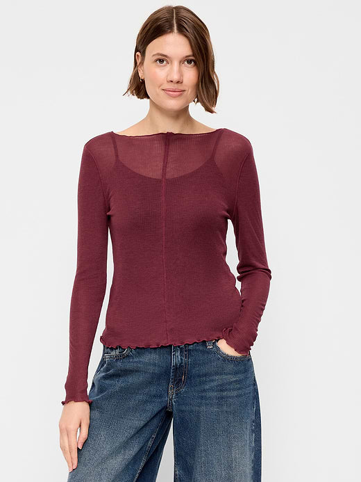 Lettuce-Edge Tissue T-Shirt - Red Lacquer