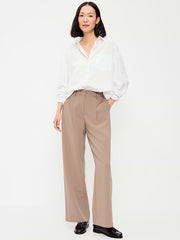 Extra High-Waisted Taylor Wide-Leg Trouser Pants - Sedimentary