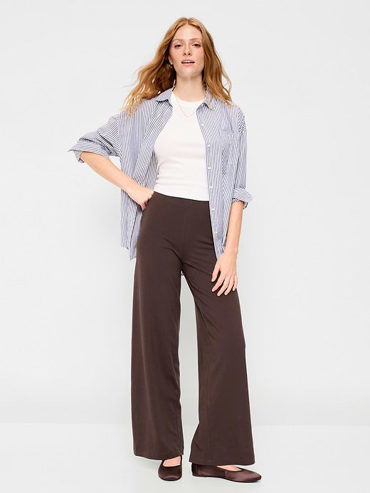 High-Waisted Fashion Wide-Leg Leggings - Black Coffee
