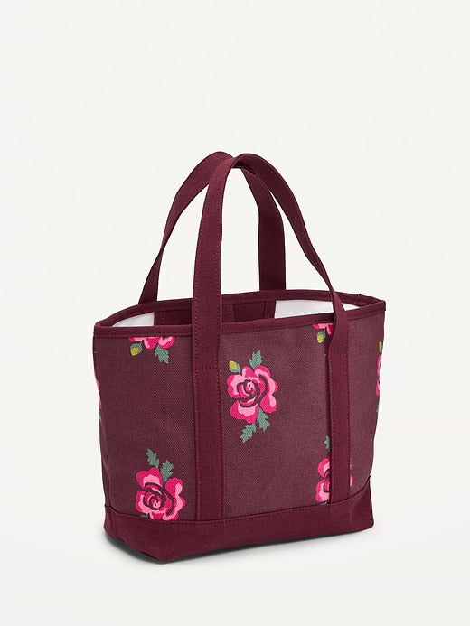 Small Graphic Tote Bag - Burgundy Ditsy Floral