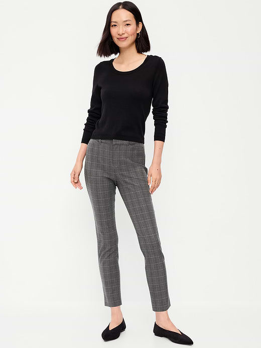 High-Waisted Pixie Skinny Ankle Pants - Gray Plaid