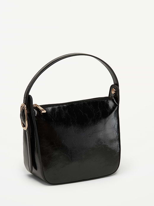 Faux-Leather Convertible Bracelet Bag - Black Jack