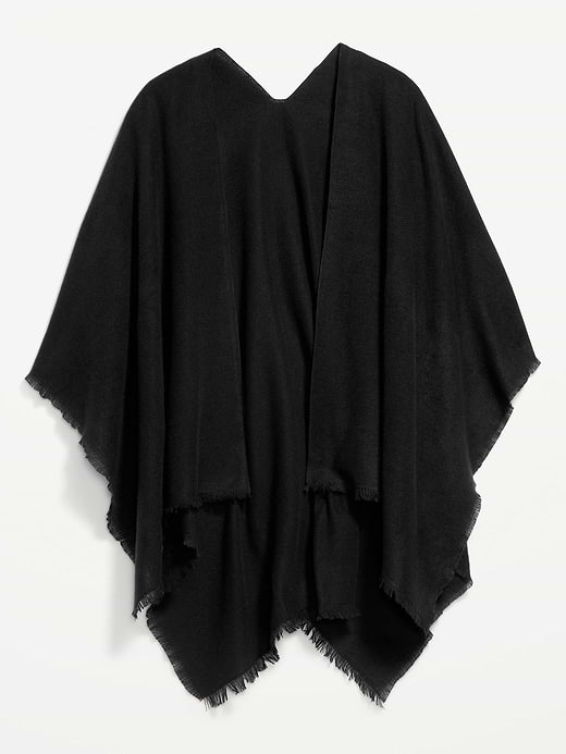 Flannel Fringe Poncho - Black Jack