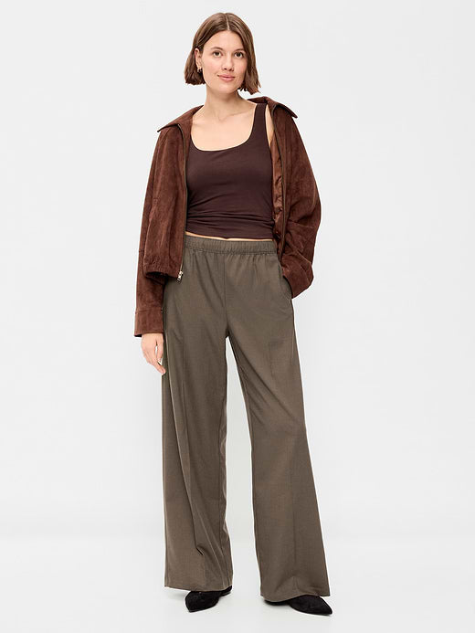 High-Waisted Wide-Leg Trouser - Surface Brown