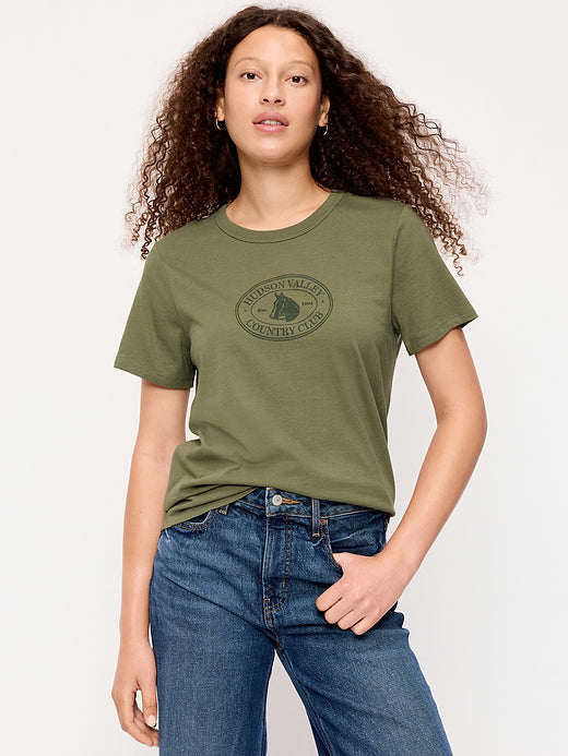 EveryWear Crew-Neck Graphic T-Shirt - Dill Caper