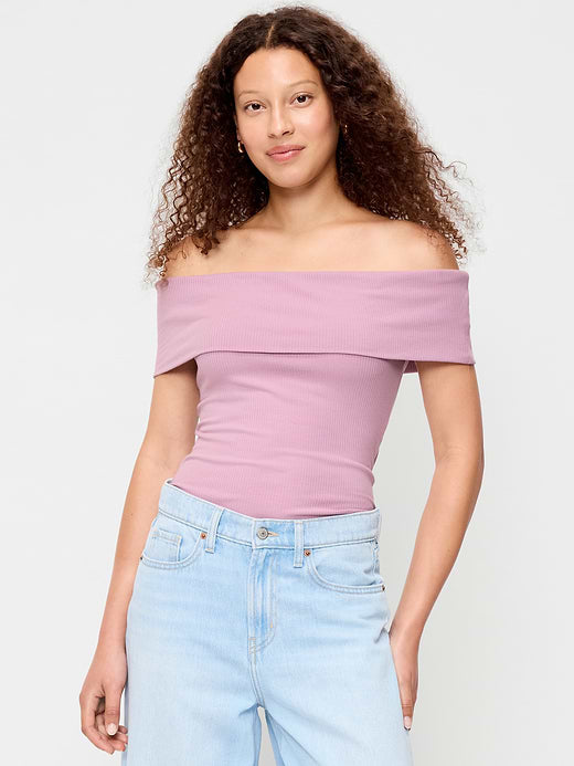 Off-The-Shoulder Fitted Top - Rose Dawn