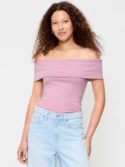 Off-The-Shoulder Fitted Top - Rose Dawn
