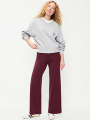 High-Waisted Fashion Wide-Leg Leggings - Red Raisin