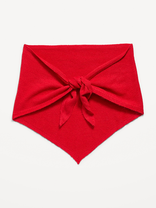 Oversized Rib-Knit Triangle Scarf - Scotty Red