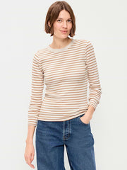 Snug Long-Sleeve Striped Ribbed T-Shirt - Orange Multi Stripe
