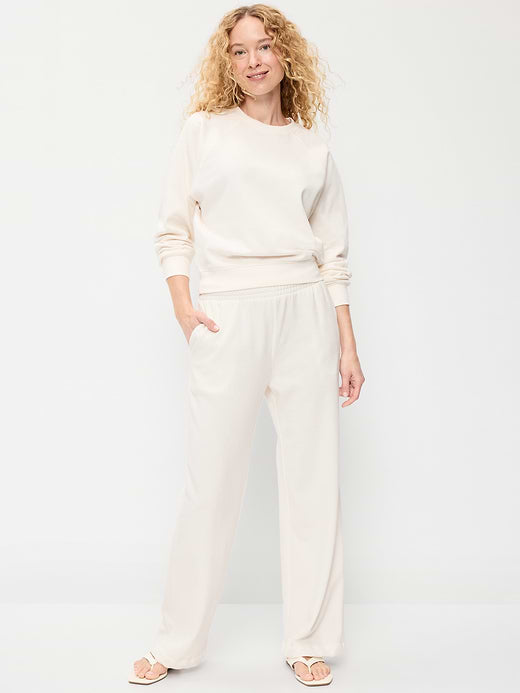High-Waisted SoComfy Wide-Leg Sweatpants - Sea Salt
